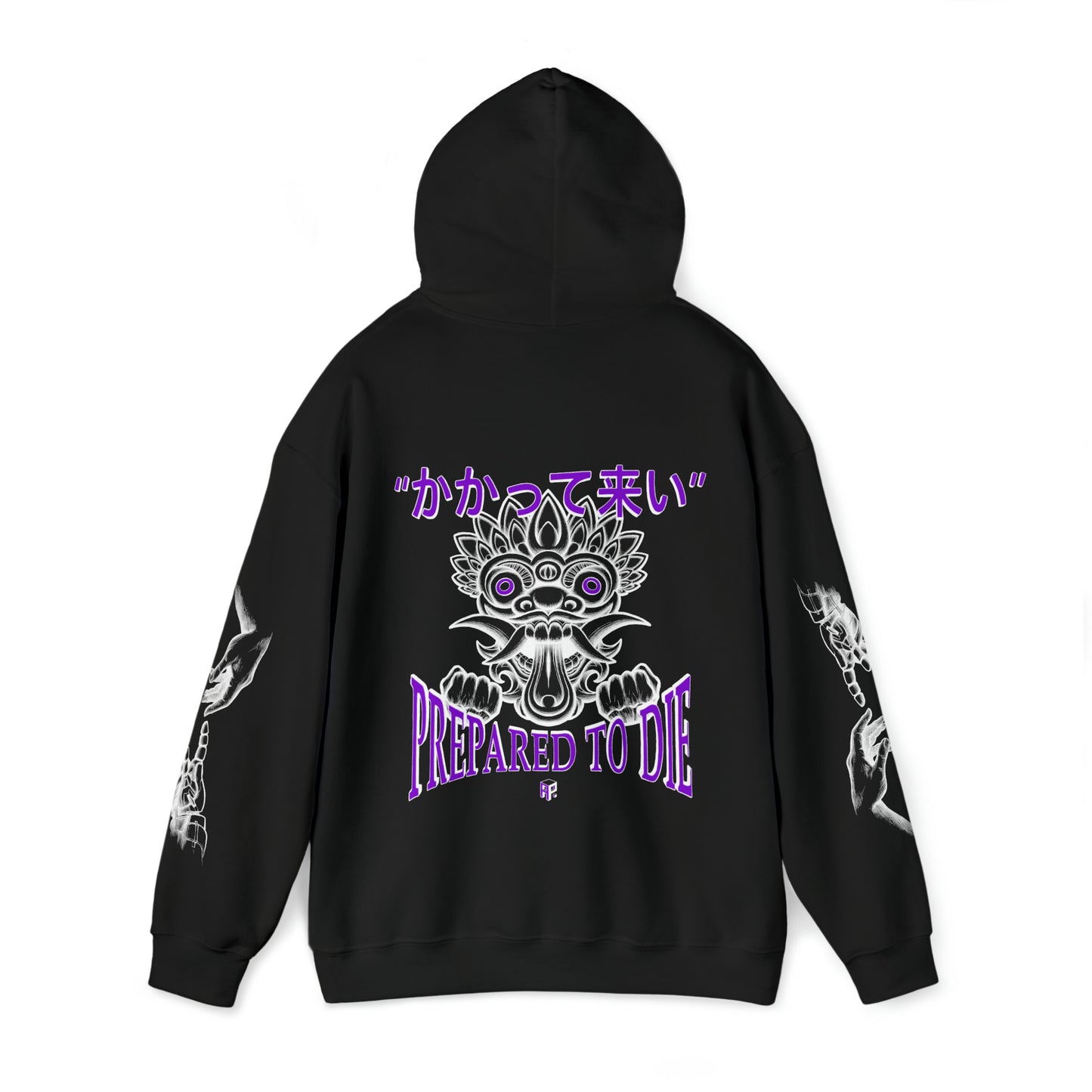 "BRING IT ON." PREPARED TO DIE HOODIE (Purple & White Ink)